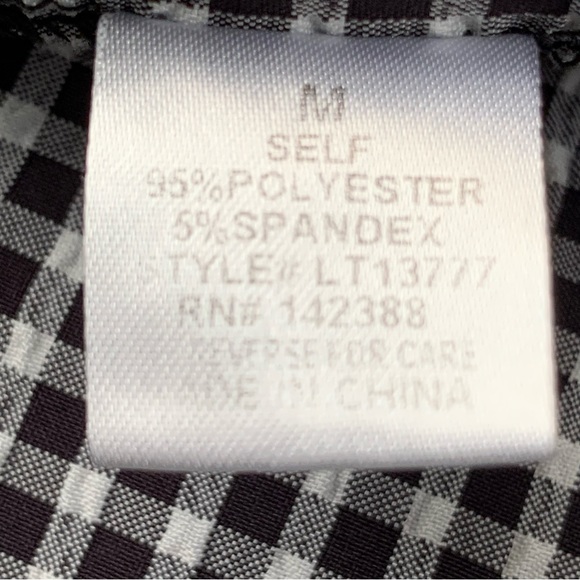 Essue Black and White Gingham Print V Neck Button Up Puff Sleeve Top Medium - Picture 7 of 8